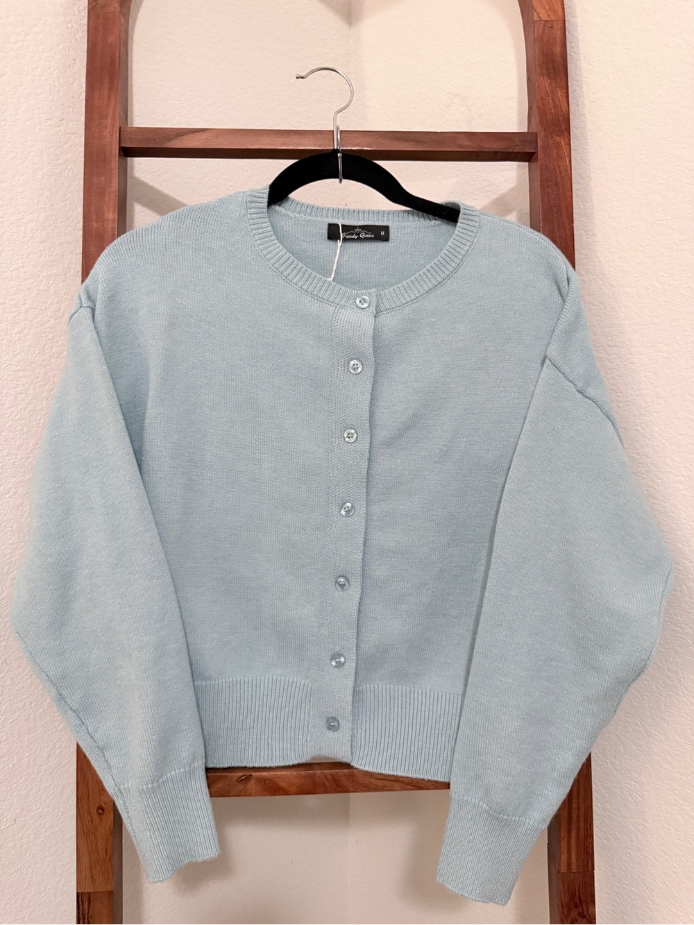 Everyday Crewneck Button-Front Cardigan - Light Blue